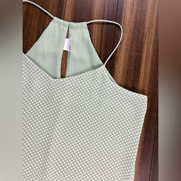 Express size S Mint Green Halter Tank Top V Neck Polka Dot - Picture 5 of 10